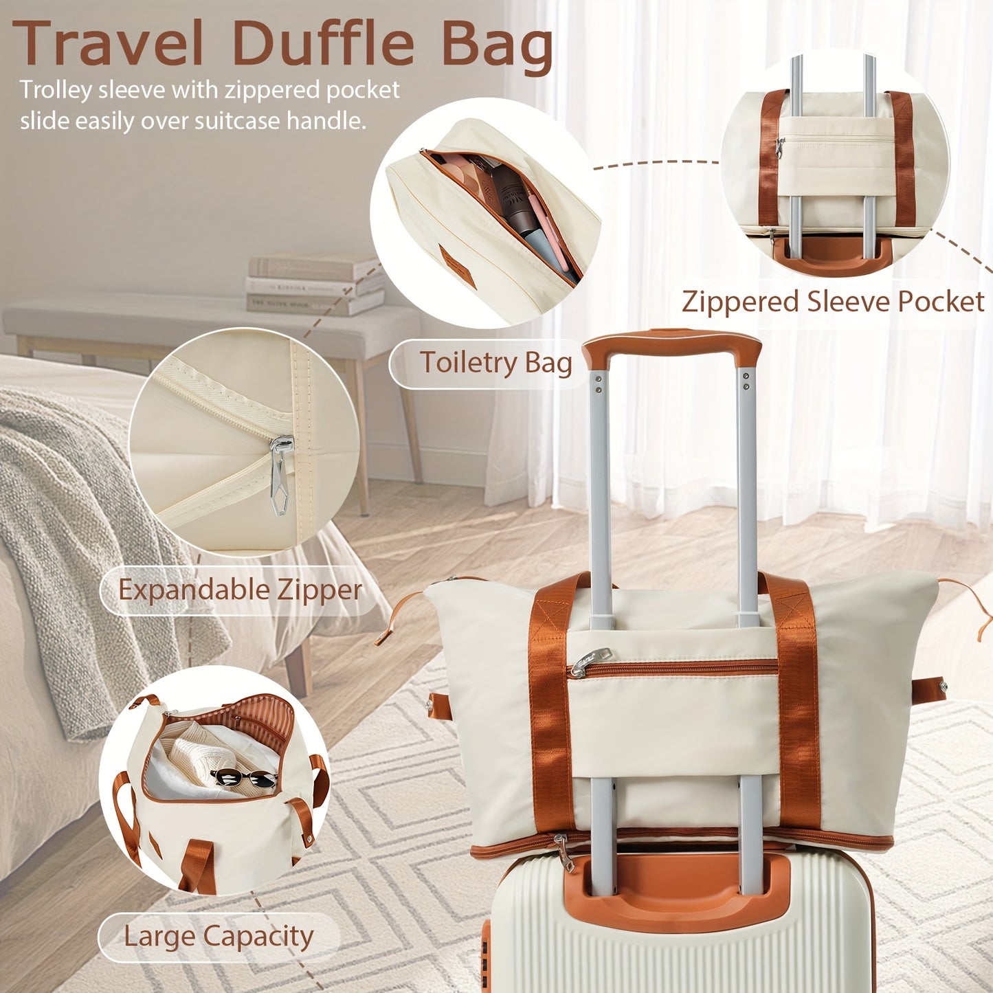 3-Piece Vintage Hardshell Luggage Set - 20in Carry-on Suitcase with Telescoping Handle, Double Spinner Wheels, TSA-Approved Combination Lock, and Durable ABS Shell - Includes Weekender Duffel Bag and Toiletry Bag for Easy Tra