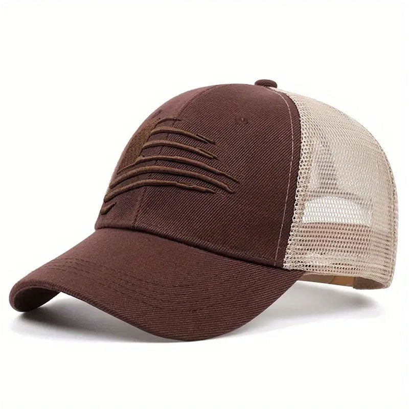 2pcs Patriotic American Flag Embroidered Baseball Caps - Breathable, Adjustable Trucker Hats for Outdoor Activities, Golf, Fishing & Travel, American Flag Hat