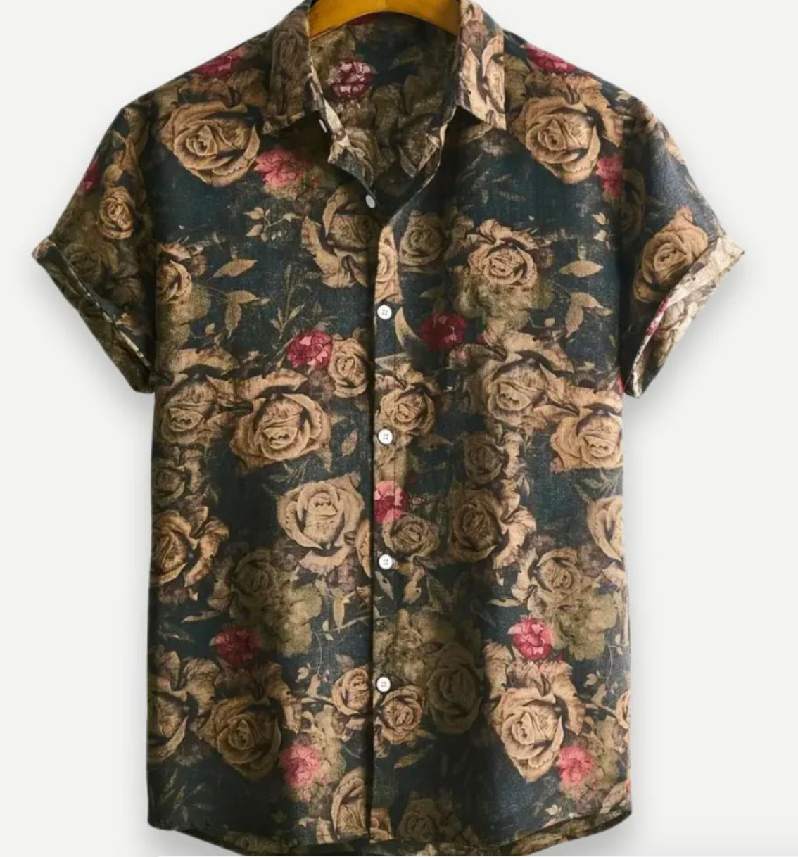 Hawaiian Printing Lapel Short Sleeve Shirt