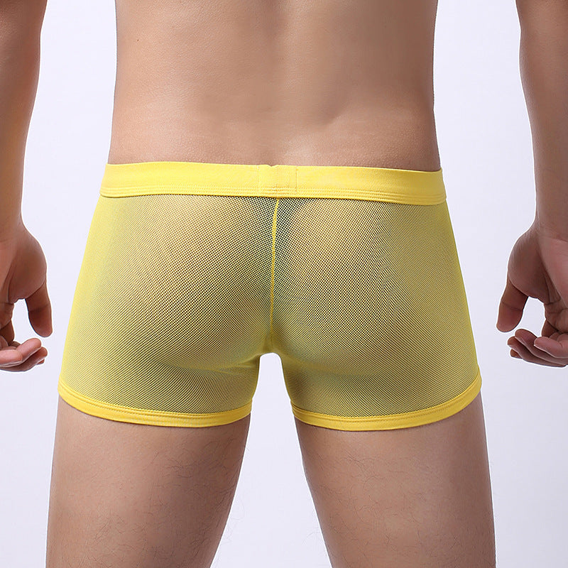 Men's Underwear Mesh Mesh Breathable Boxers Low Waist Transparent Boxers Youth Cool Shorts