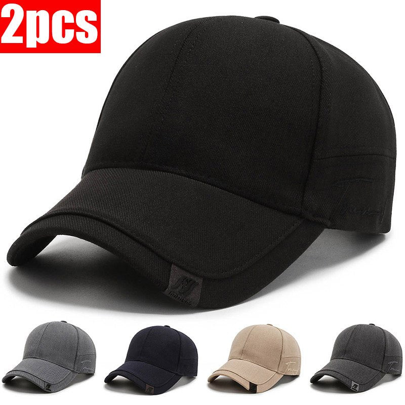 2-Pack Men'S Breathable Polyester Baseball Caps, Solid Color Sports Hat with Logo, Adjustable Snapback for Outdoor Activities, Hip Hop Street Style, Hiking, Travel, New Year'S Gift