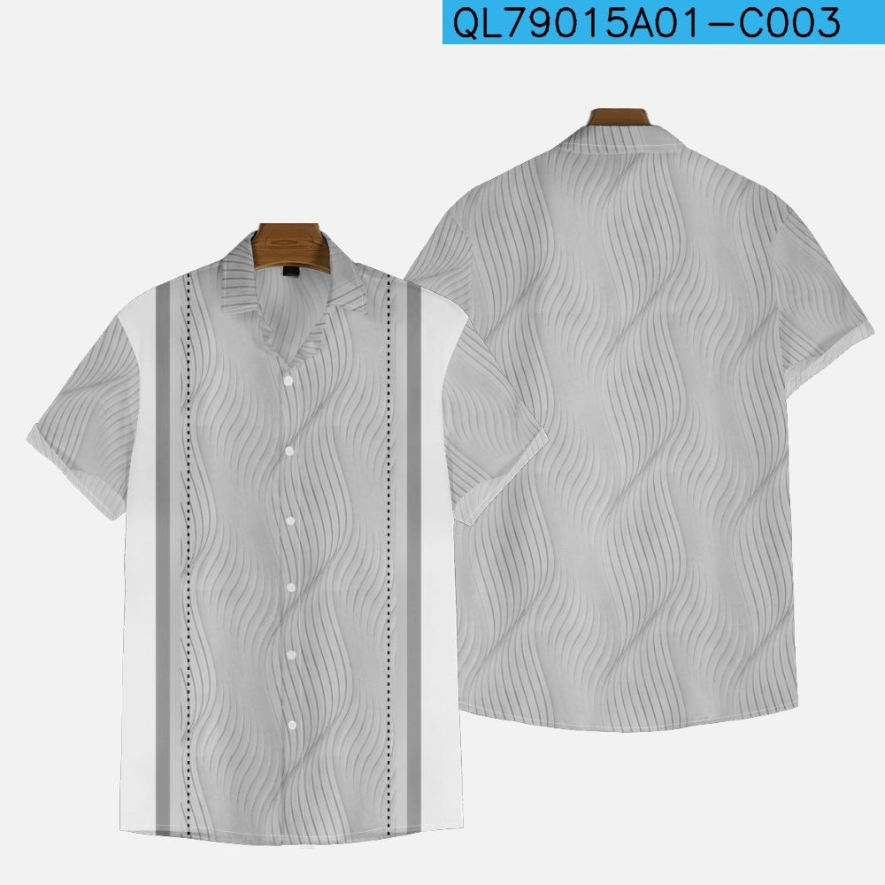 Plus Size Shirt Printed Men's Loose Short Sleeve Lapel Shirt