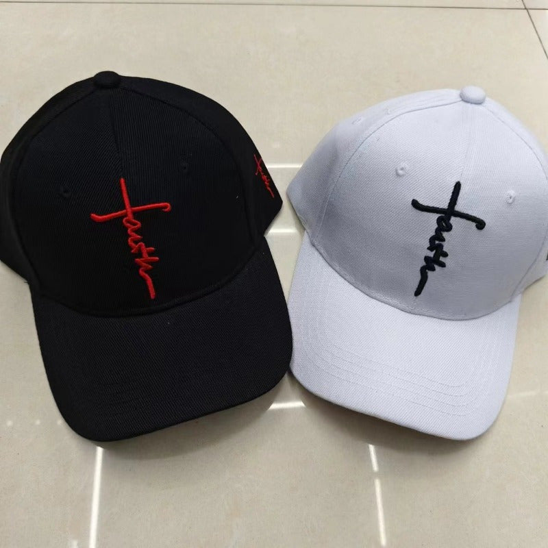 Men&#39;S And Women&#39;S Faith Embroidered Black And White Peaked Baseball Caps, Suitable for Outdoor Streets And Campuses, The Best Choice for Individuality