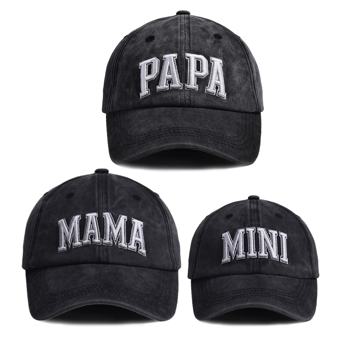 Family Themed Blend Baseball Caps, Breathable Sun Protection Hat with "PAPA", "MAMA", "MINI" Lettering, Fitted Toggle Closure, Hand Washable - Ideal for New Year's Outdoor Travel
