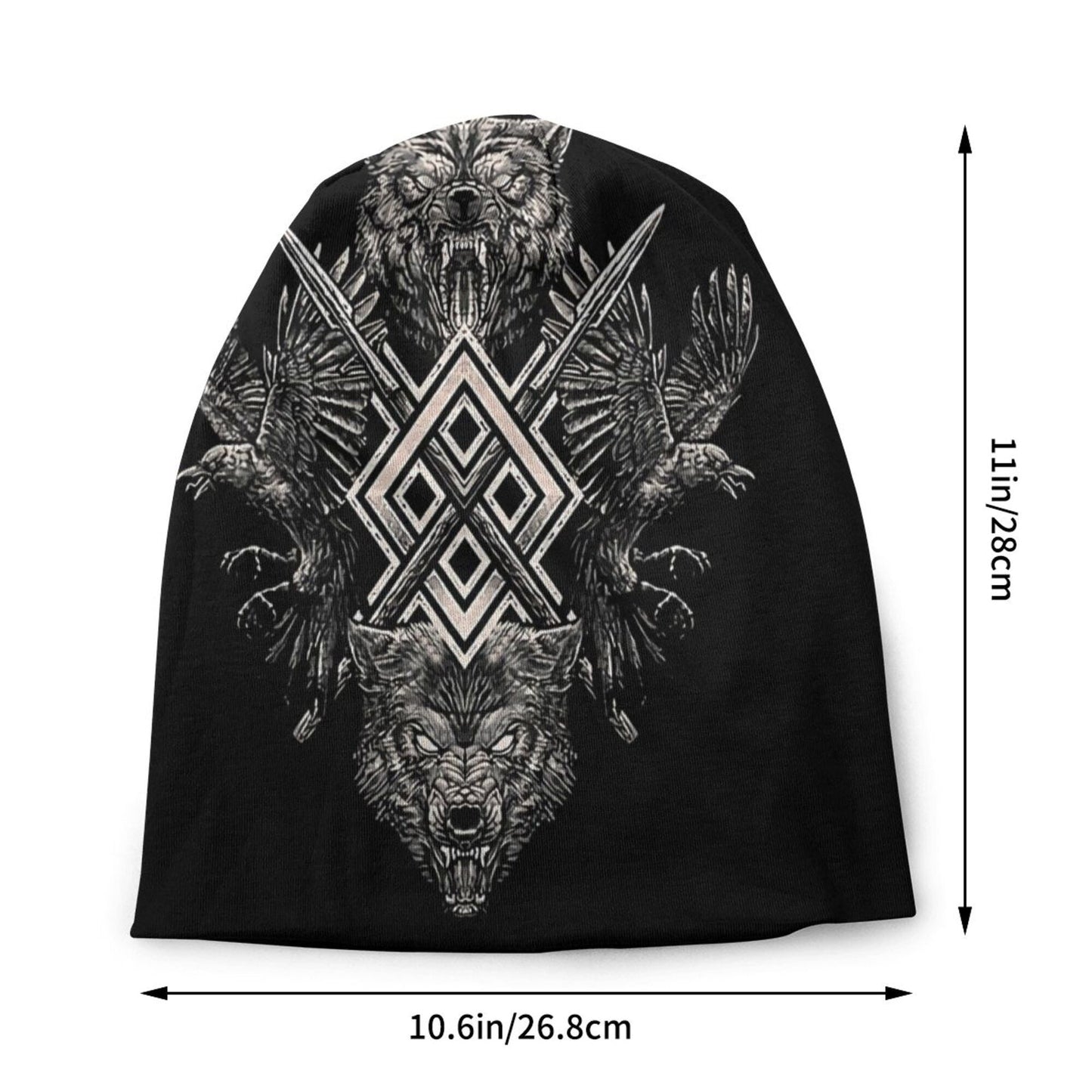 1pc Viking Thin Skullies Beanies Caps Hammer Of Thor Raven Wolf Hat For Unisex Ski Cap.