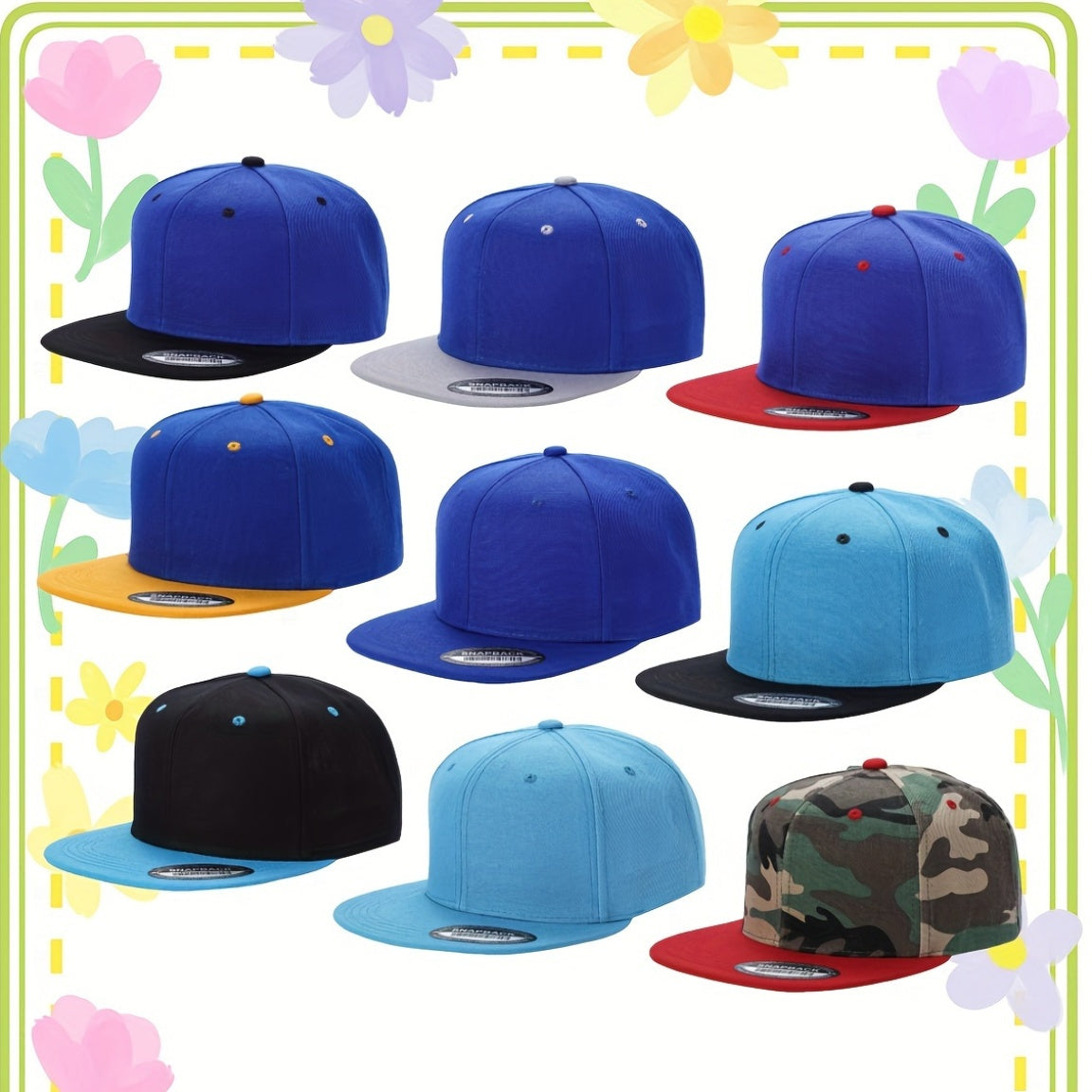 9pcs Adjustable Men'S Baseball Caps - Lightweight, Woven Polyester Snapback Hats for Outdoor Sports and Daily Wear, Machine Washable, All-Season Fit