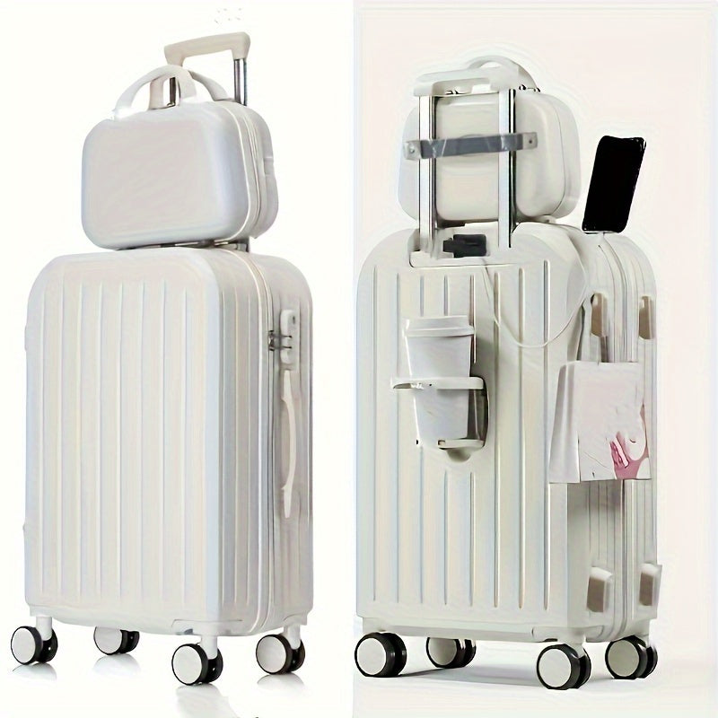 2pcs Hard Shell Luggage Set With ABS+PC Material, Simple And Classic Design Suitcase