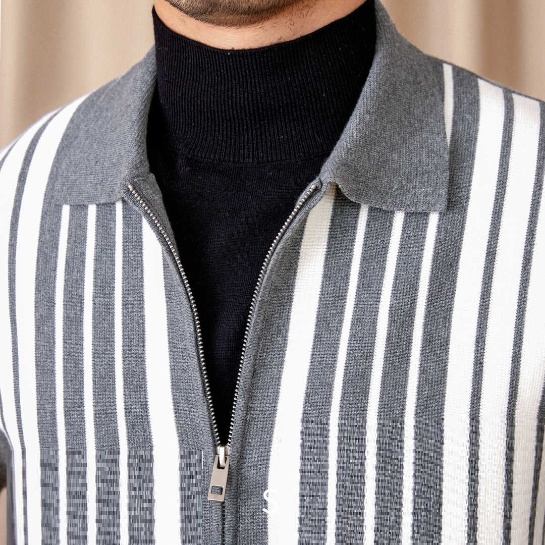 Autumn And Winter Wild Striped Cotton Men's Cardigan Commuter Trendy Men