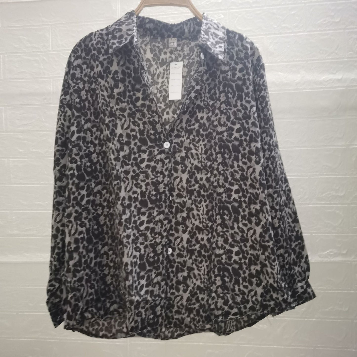 Men's Leopard Print Plus Size Printed Long Sleeve Loose Casual Shirt