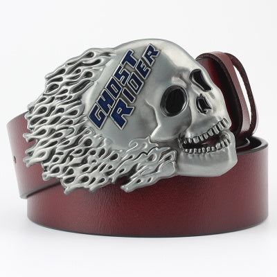 Ghost Head Series Big Strap Casual Taro Decorative Belt Leather