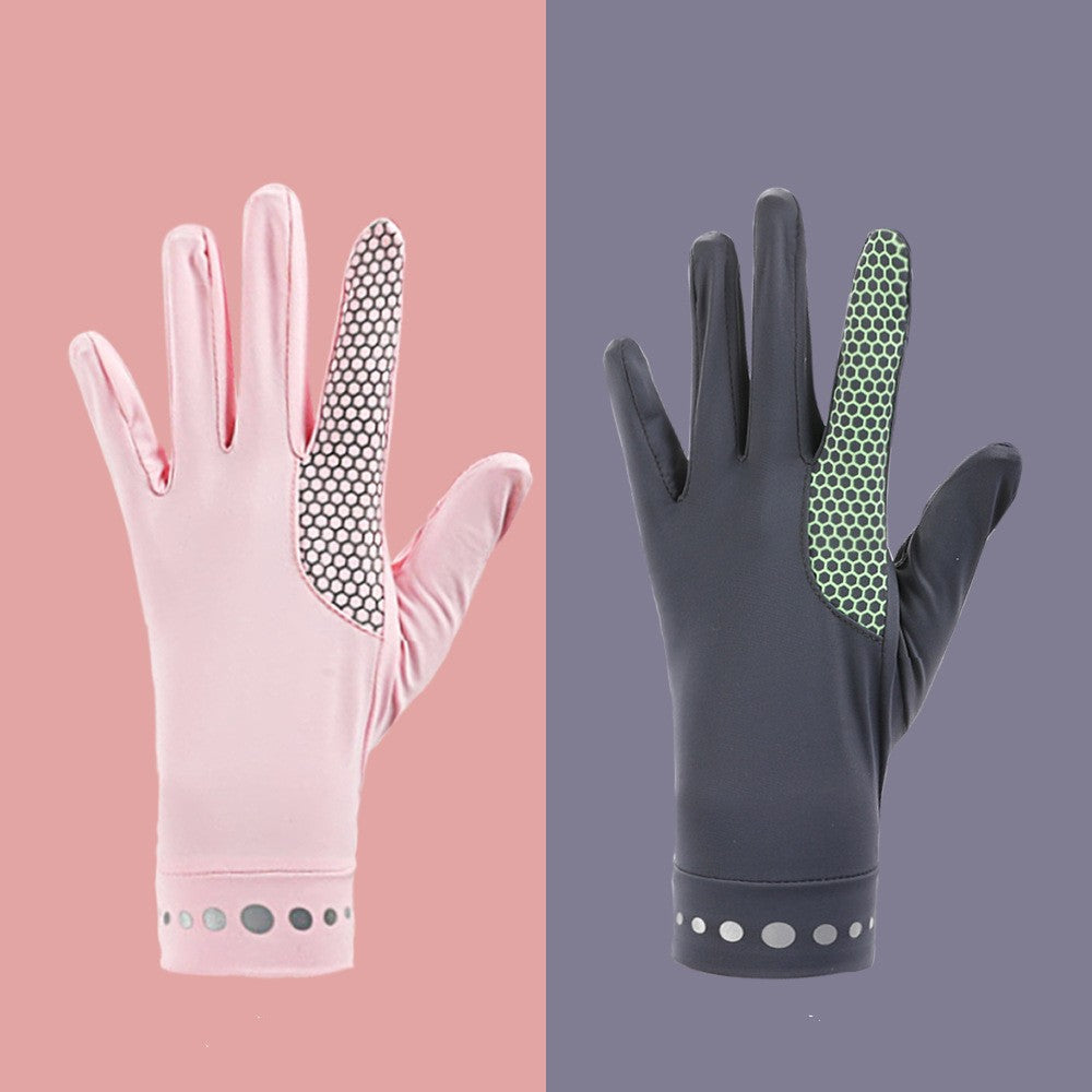 Summer Men And Women's Thin Elastic Breathable Ice Silk Sunscreen Gloves