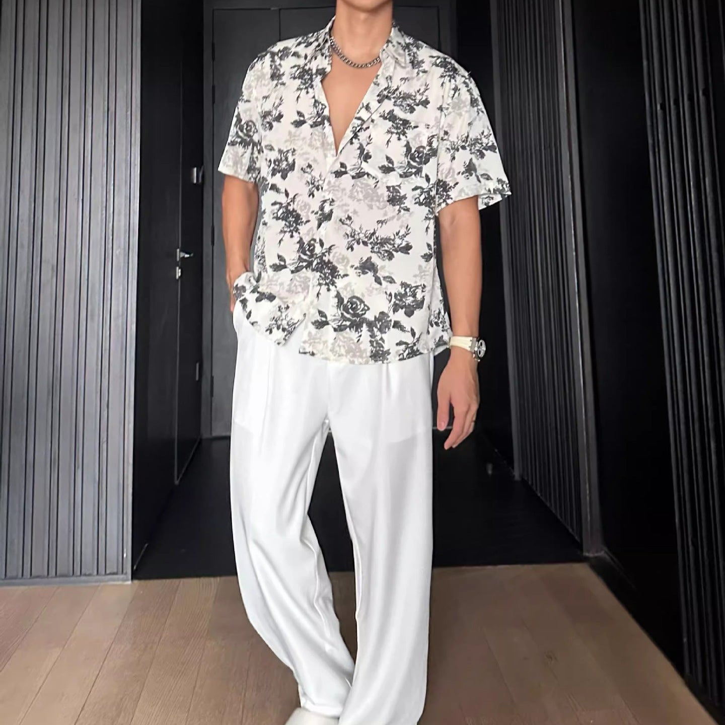 Vacation Style Loose Casual Pendant Short Sleeve Printed Shirt