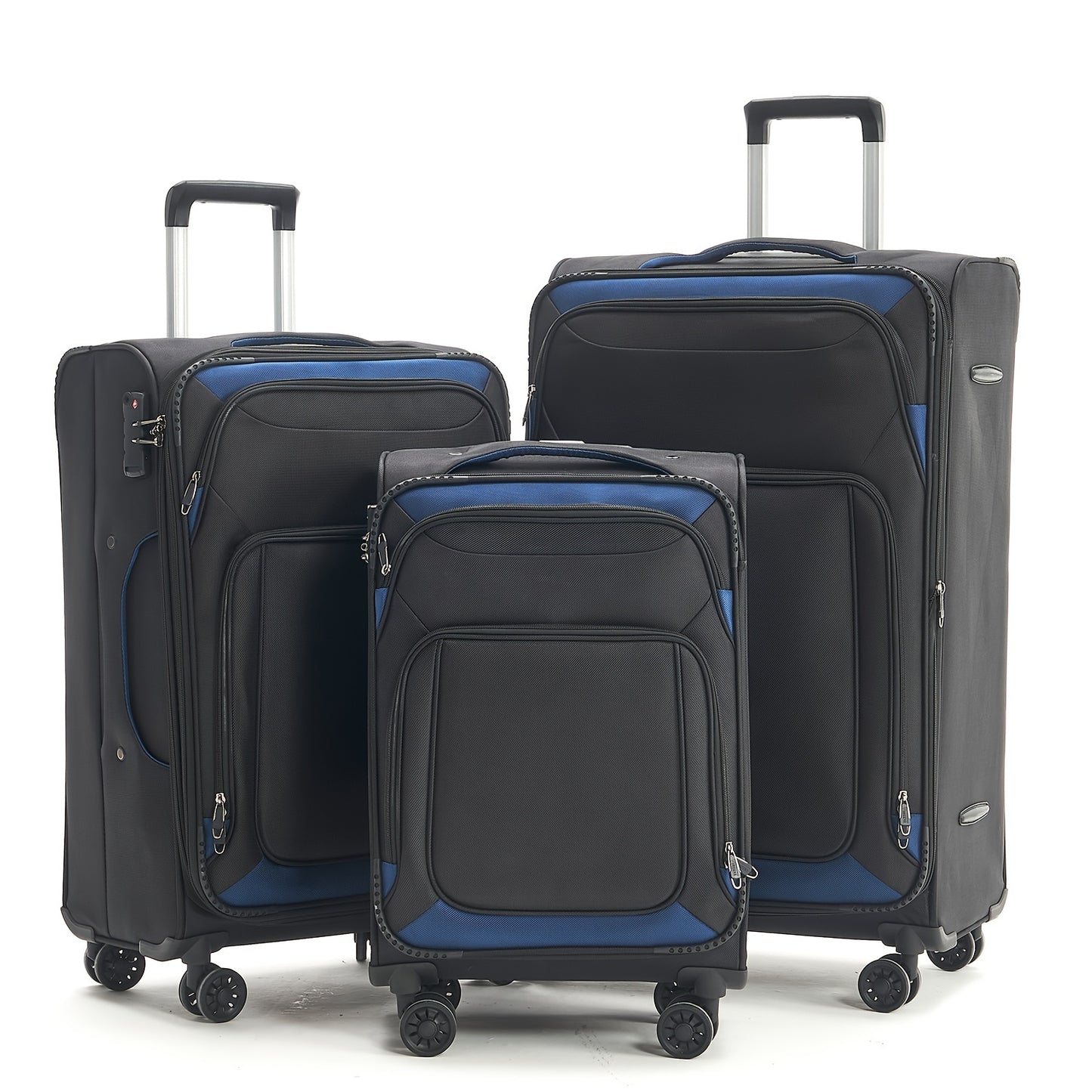 Softside Luggage Sets With Spinner Wheels 3pcs Set Lightweight Suitcase Set With TSA Lock, Expandable Luggage Sets With Inside Pocket