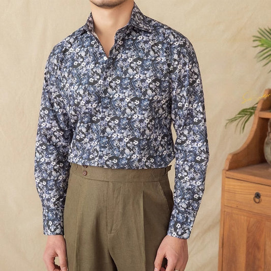 Fashion Printed Cotton Long Sleeve Shirt Spring And Summer Retro