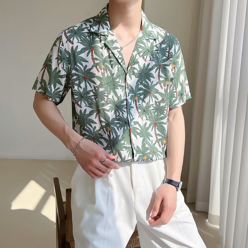 Cuban Collar Loose Shoulder Shirt