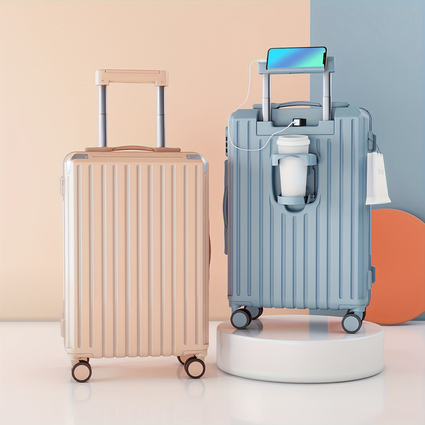 Expandable Luggage With Retractable Handle, TSA Lock, USB Charging, ABS+PC Material, Aluminum Frame, Multi-Functional Travel Bag