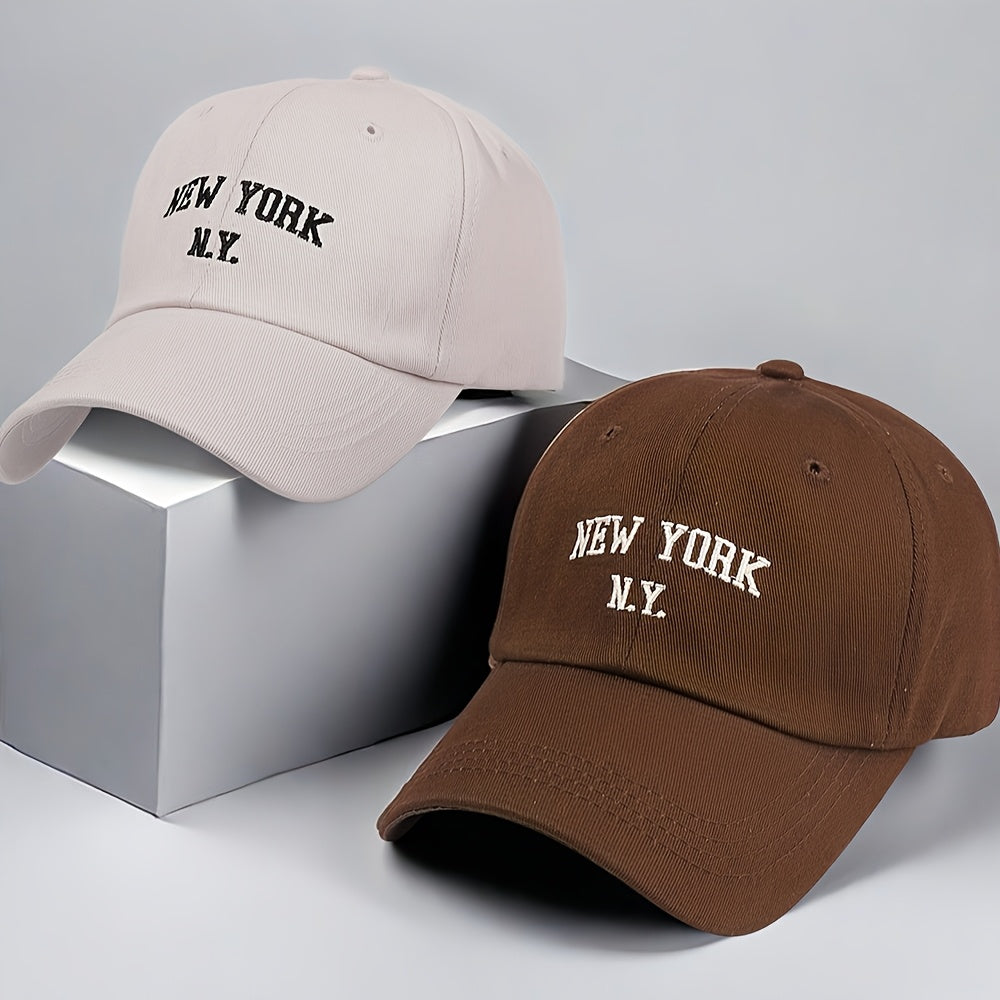2pcs New York N.Y. Embroidered Baseball Caps - Lightweight, Fitted, Hand Washable for Men & Women - Perfect for Spring & Summer Outdoor Activities, Casual Headwear | Embroidered Cap | Durable Headgear
