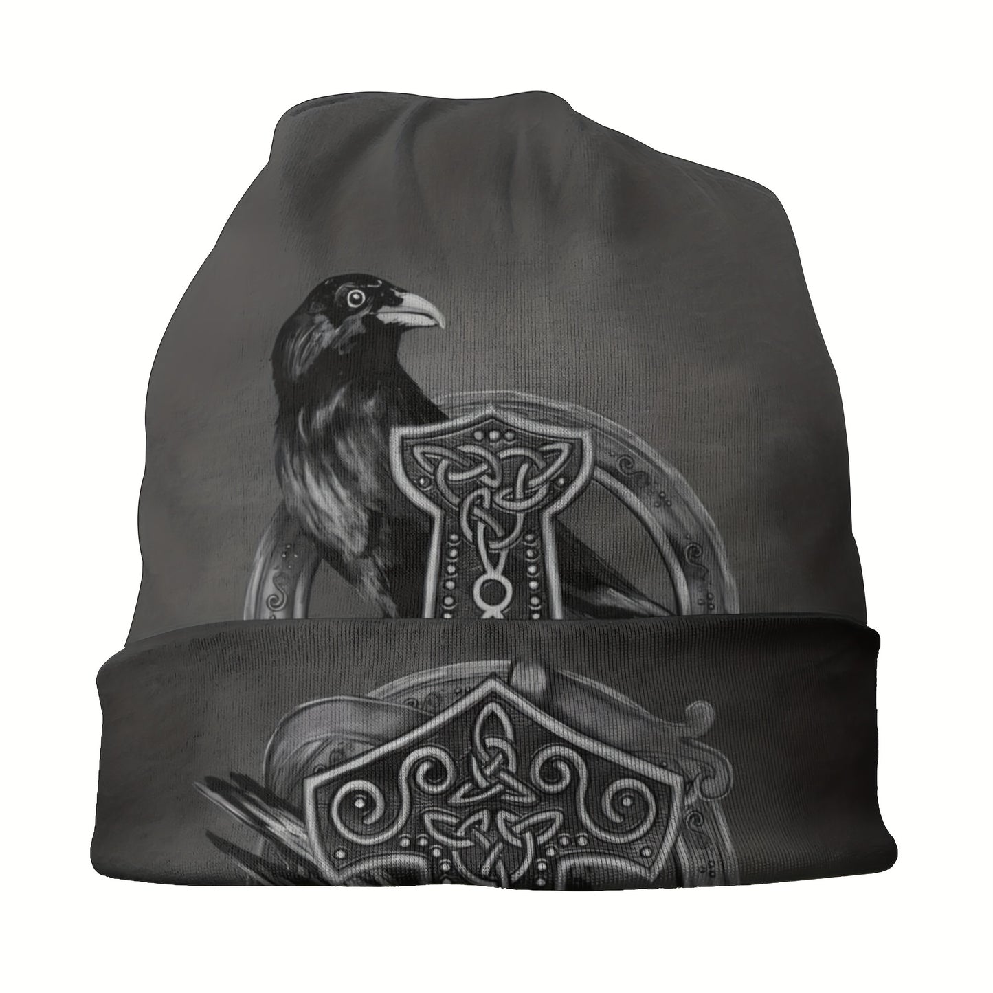 1pc Viking Thin Skullies Beanies Caps Hammer Of Thor Raven Wolf Hat For Unisex Ski Cap.