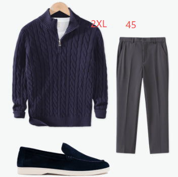 Sweater Loose Zip Pullover Knitting Sweater Coat Men