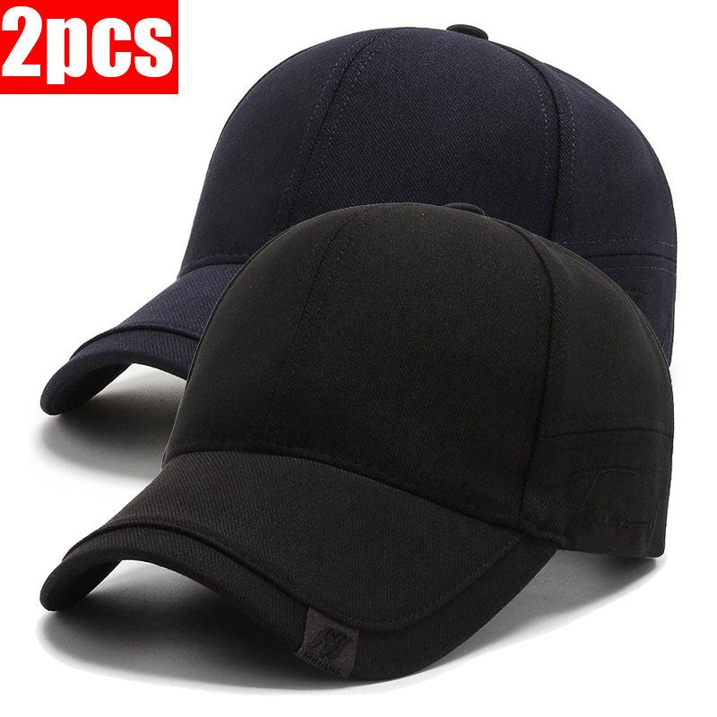 2-Pack Men'S Breathable Polyester Baseball Caps, Solid Color Sports Hat with Logo, Adjustable Snapback for Outdoor Activities, Hip Hop Street Style, Hiking, Travel, New Year'S Gift