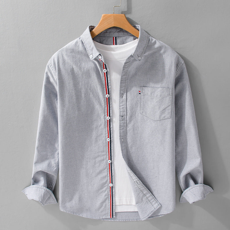 Men's British-style Oxford Long-sleeved Shirt