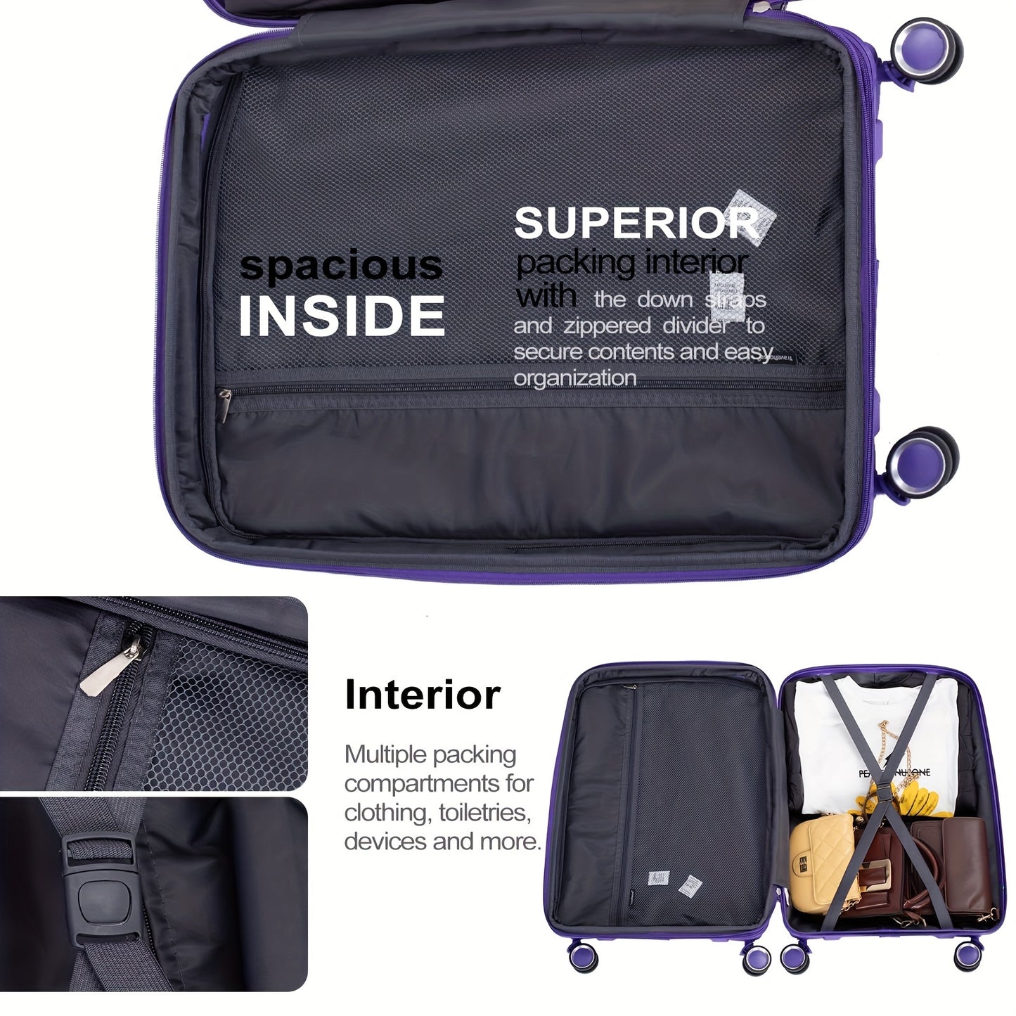 Tripcomp Luggage Sets 3 Piece Expandable Luggage With TSA Lock, Hardside Travel Suitcase Set With Double Spinner Wheels (20/24/28)