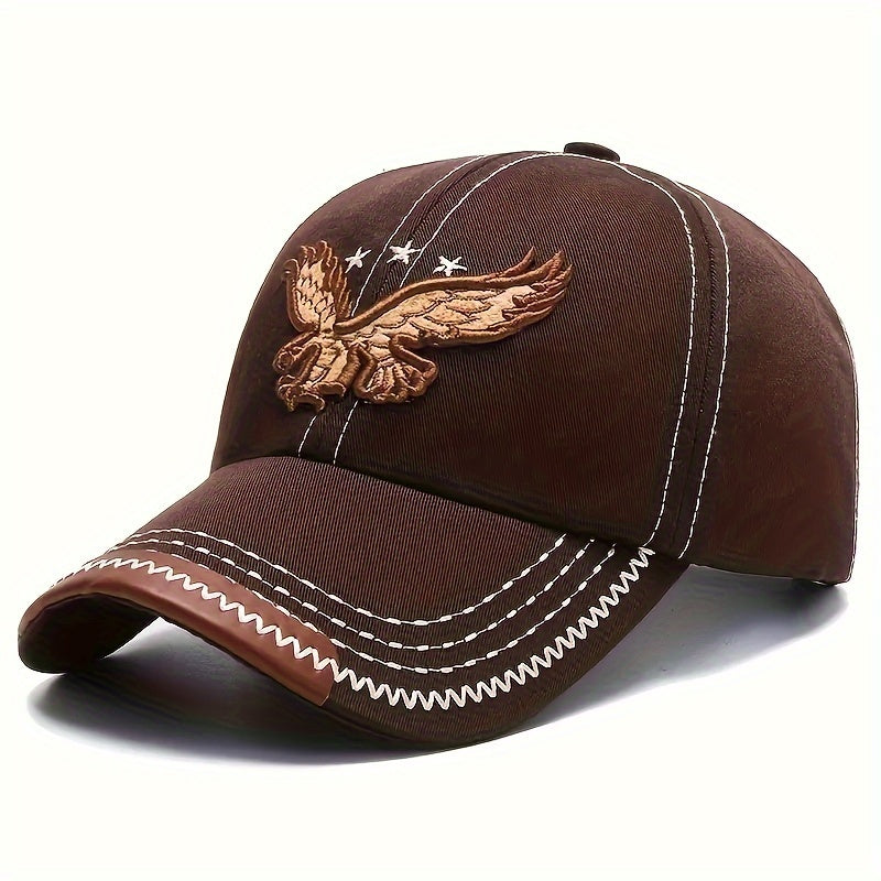 [2pcs Breathable Baseball Cap] 2pcs Breathable Baseball Caps with Eagle Embroidery - Fashionable Sun Protection for Outdoor Sports, Perfect Gift Idea