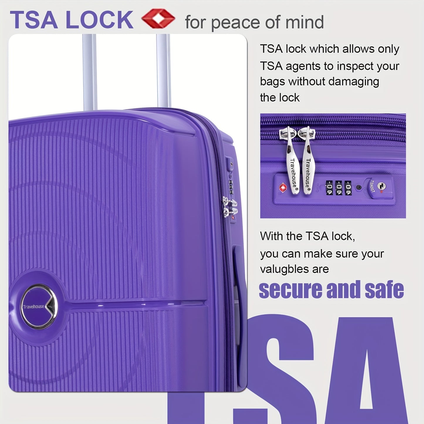 Tripcomp Luggage Sets 3 Piece Expandable Luggage With TSA Lock, Hardside Travel Suitcase Set With Double Spinner Wheels (20/24/28)