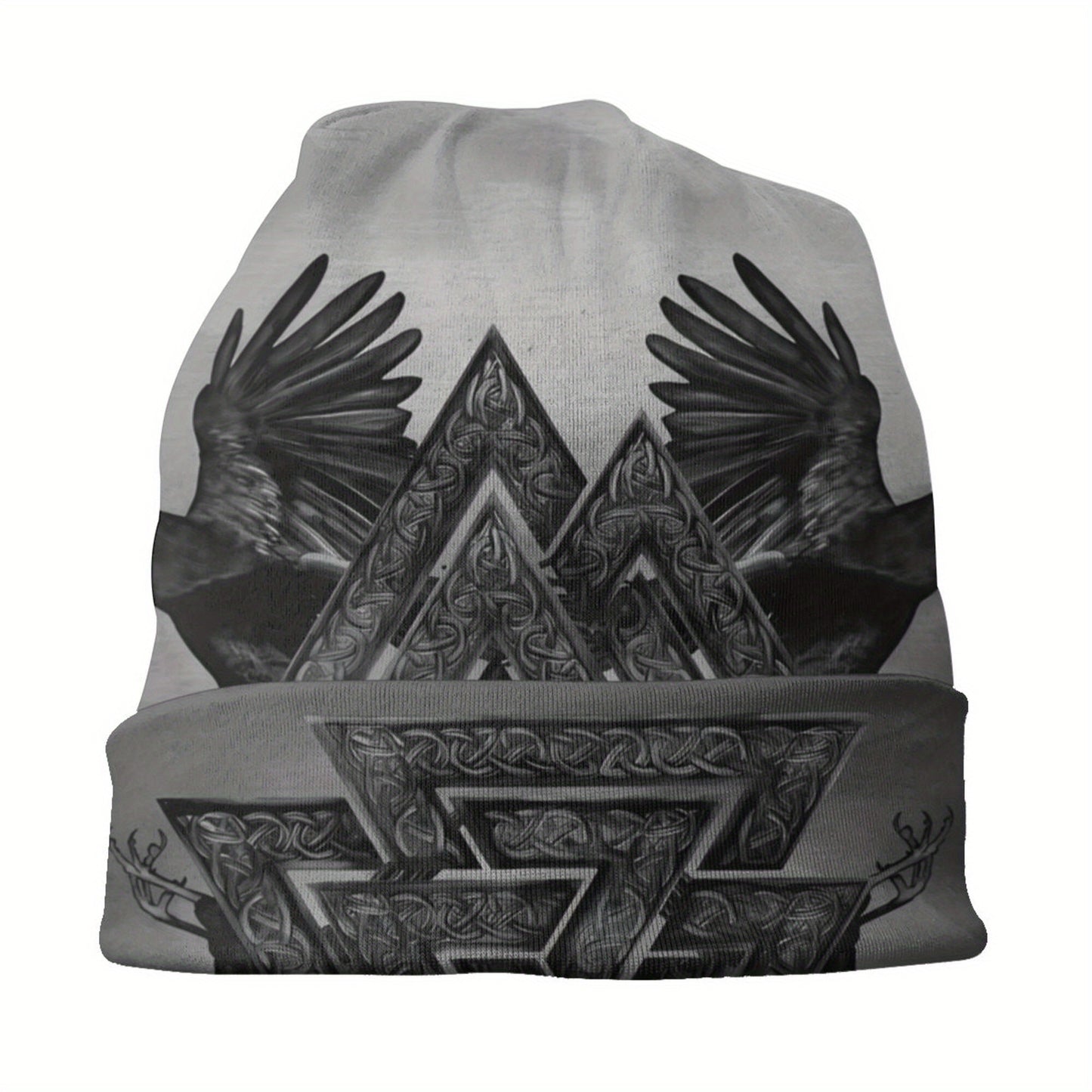 1pc Viking Thin Skullies Beanies Caps Hammer Of Thor Raven Wolf Hat For Unisex Ski Cap.