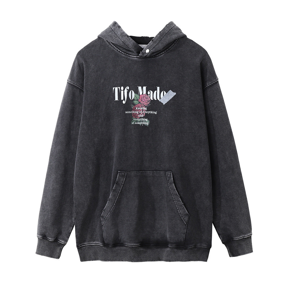 Rose Washed Hooded Sweater For Men