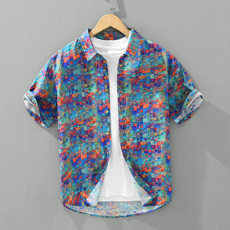 New Casual Printed Men's Short Sleeve Shirt