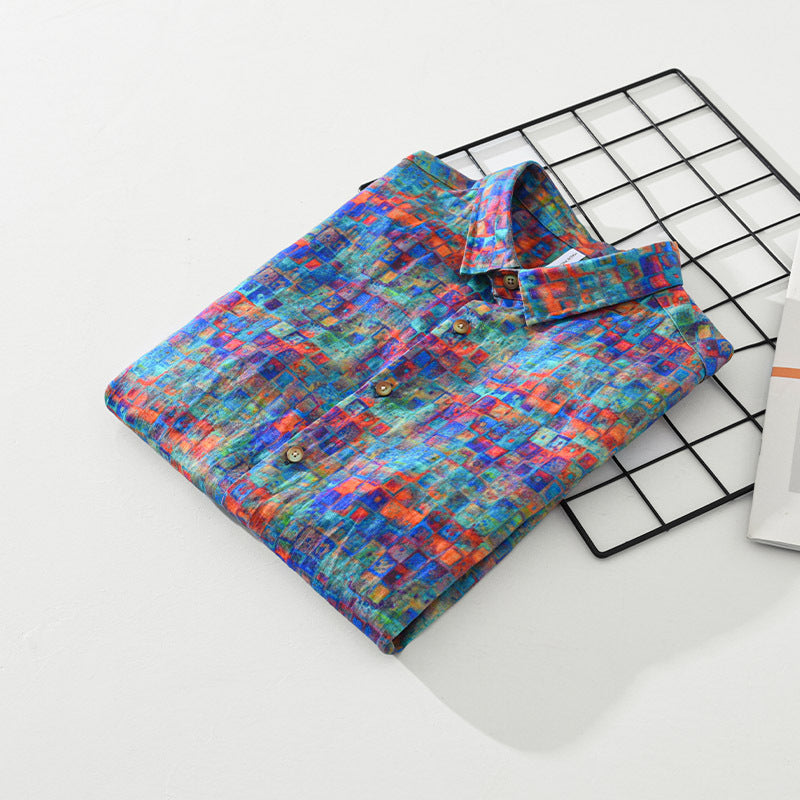 New Casual Printed Men's Short Sleeve Shirt