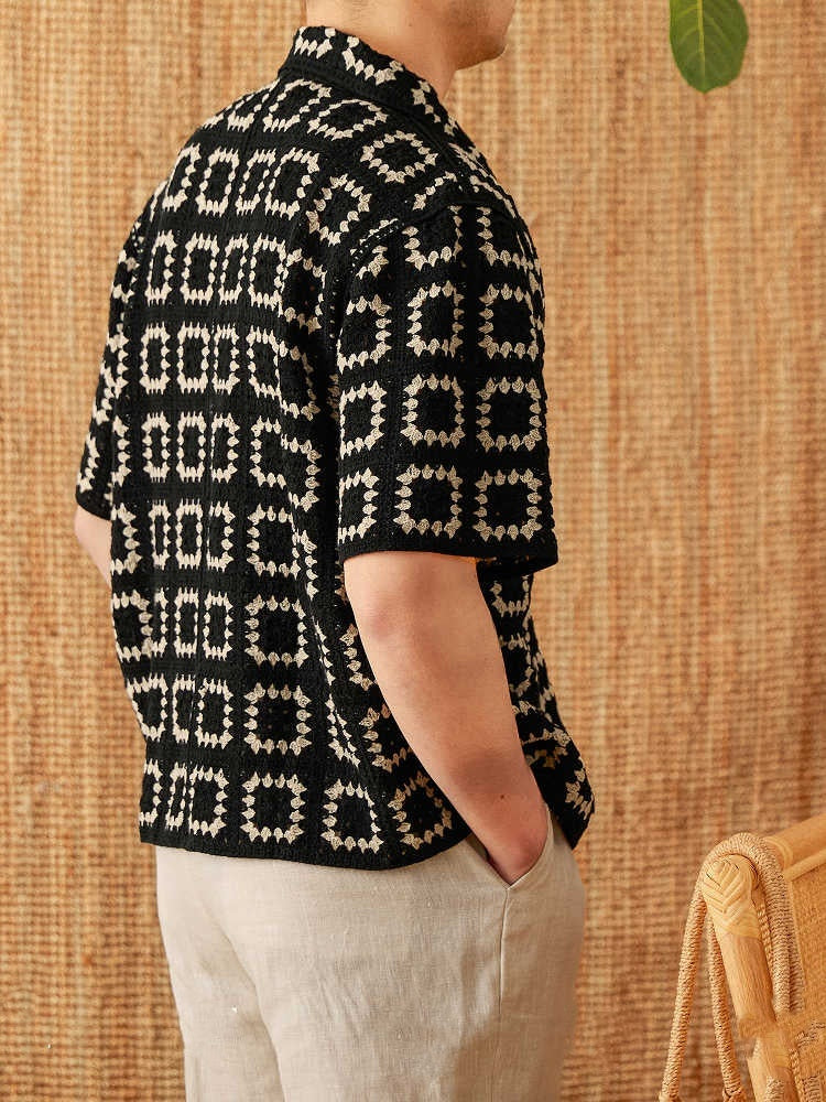 Knitted Sweater Seamless Weaving Short Width Casual Short Sleeve Cardigan Shirt