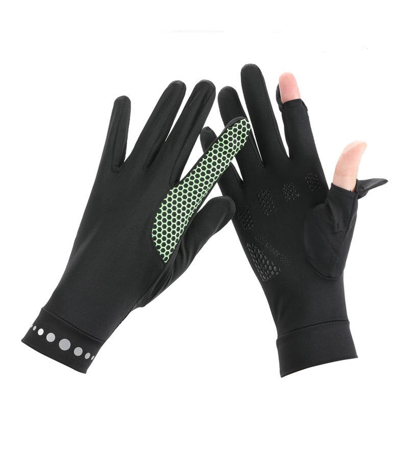 Summer Men And Women's Thin Elastic Breathable Ice Silk Sunscreen Gloves