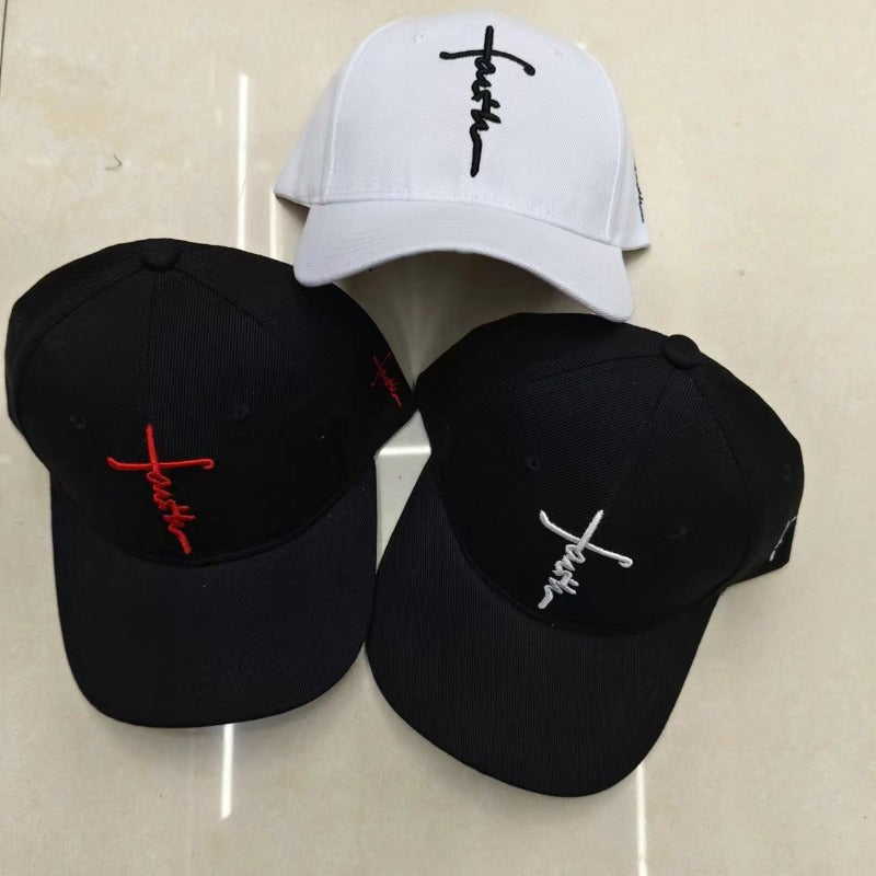 Men&#39;S And Women&#39;S Faith Embroidered Black And White Peaked Baseball Caps, Suitable for Outdoor Streets And Campuses, The Best Choice for Individuality