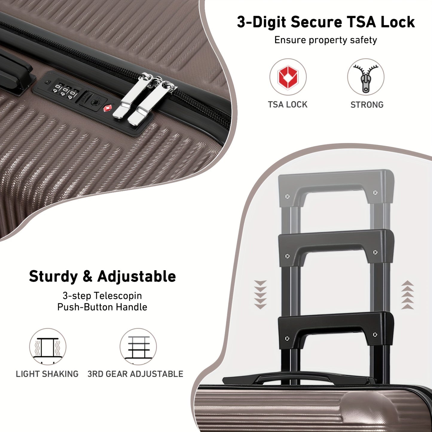 Luggage 5 Piece Sets, Lightweight Rolling Hardside Travel Luggage with TSA Lock, Luggage Set Clearance, Suitcase with Spinner Wheels, Purple