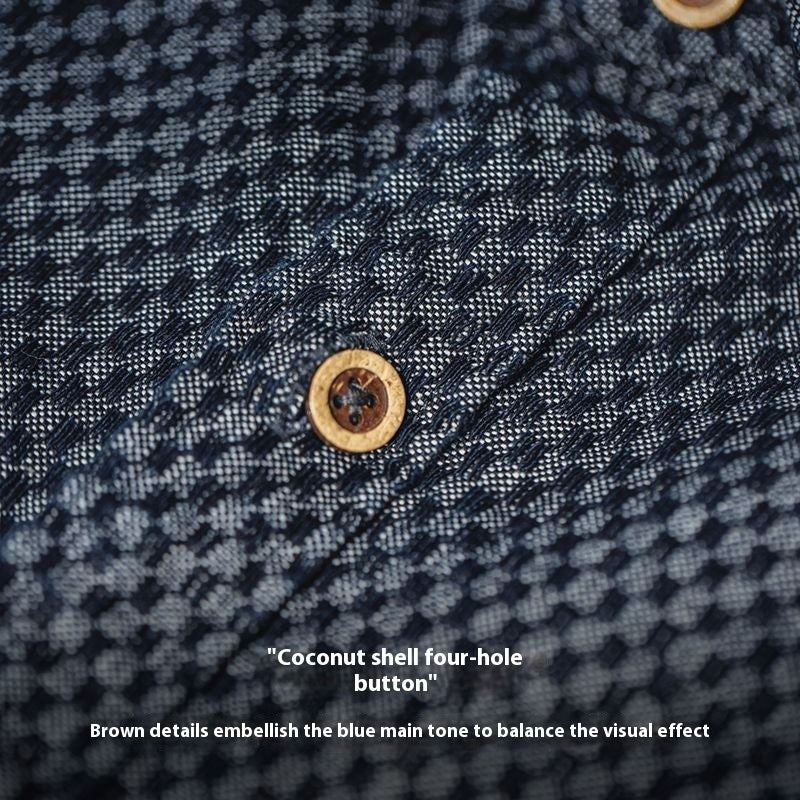 American Retro Chessboard Plaid Denim Shirt Jacket Loose