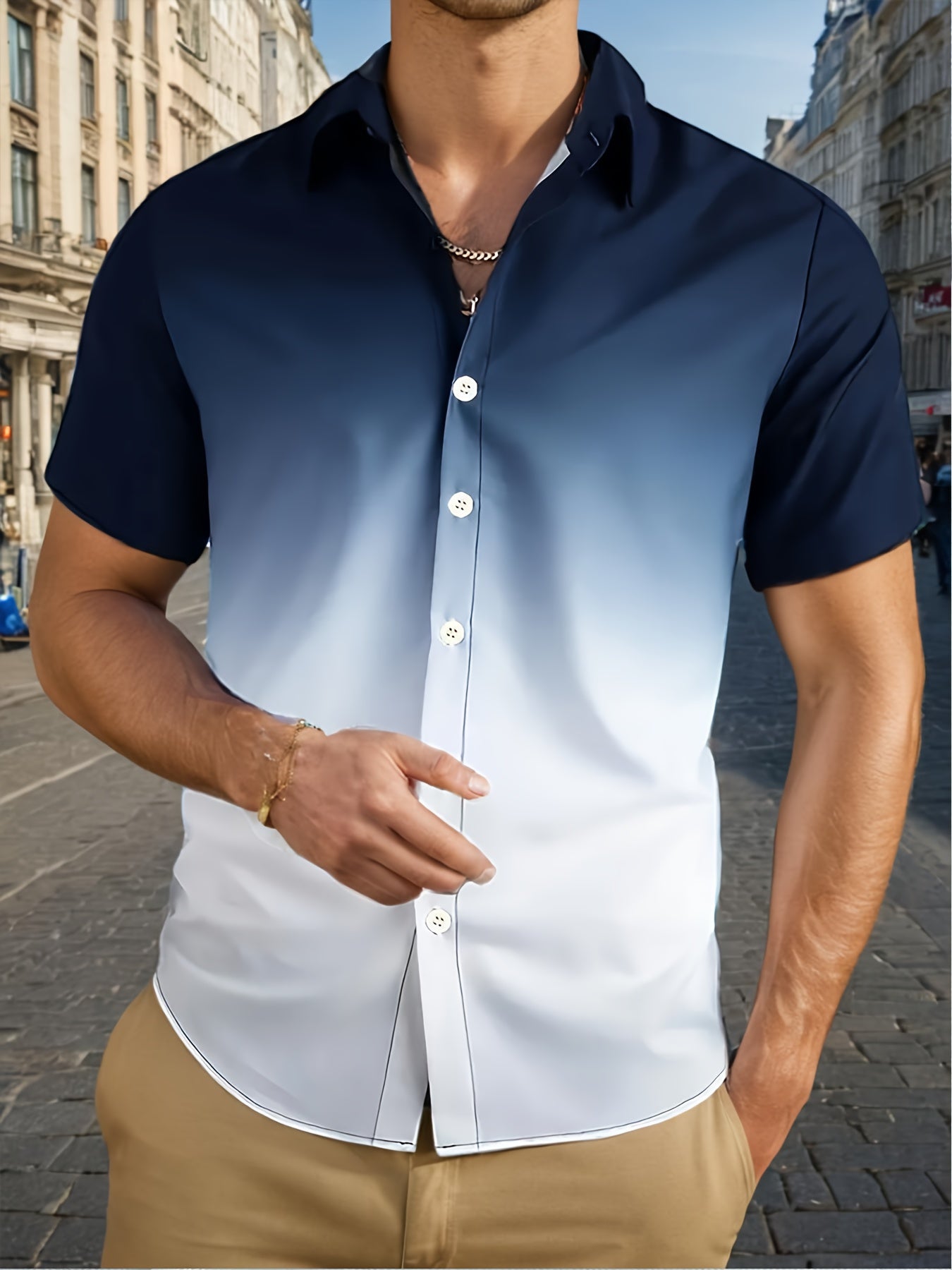 Men's Shirts Short Sleeve Casual Shirts Button Down Shirt for Men Beach Summer Wedding Shirt Men's Regular-Fit Short-Sleeve Shirt