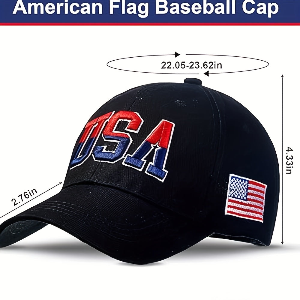 4pcs USA Flag Baseball Caps for Men & Women - Adjustable Patriotic Trucker Hats with Embroidered "USA" Design, Black, Navy Blue, Red, White - Perfect for Independence Day & American Pride, Adjustable Baseball Caps | Embroider