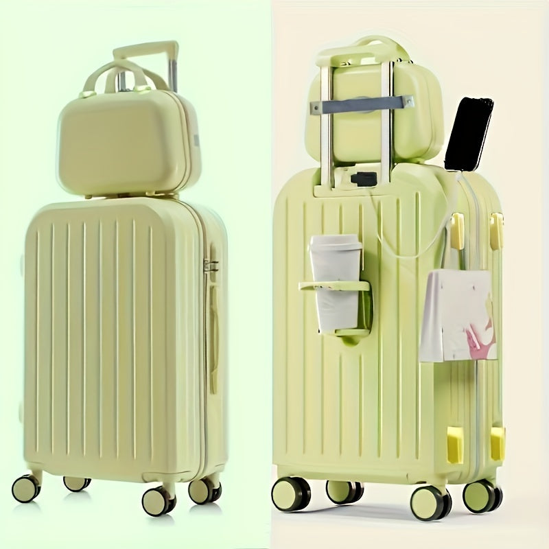 2pcs Hard Shell Luggage Set With ABS+PC Material, Simple And Classic Design Suitcase
