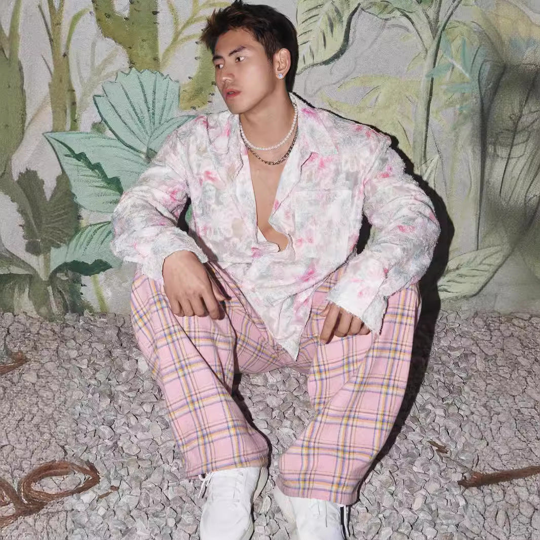 Spring And Summer American Three-dimensional Floral Shirt Niche Design Floral Long Sleeve Shirt