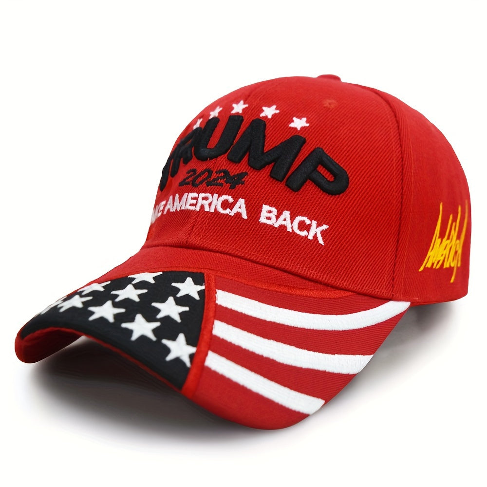 2pcs, Cool Hippie Trendy Curved Brim Baseball Caps, Embroidery Trump Independence Day Trucker Hats, Snapback Hat For Casual Leisure Outdoor Sports