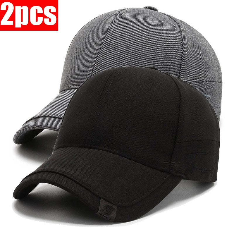 2-Pack Men'S Breathable Polyester Baseball Caps, Solid Color Sports Hat with Logo, Adjustable Snapback for Outdoor Activities, Hip Hop Street Style, Hiking, Travel, New Year'S Gift