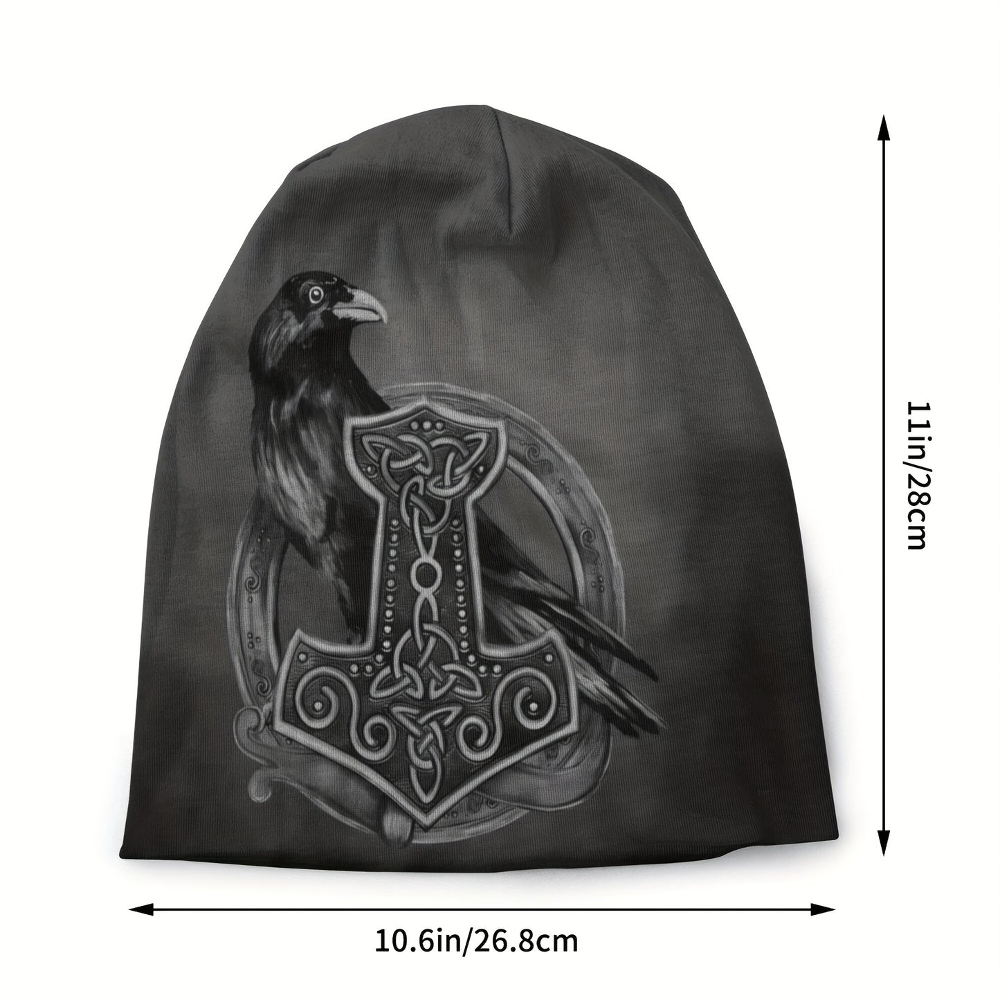 1pc Viking Thin Skullies Beanies Caps Hammer Of Thor Raven Wolf Hat For Unisex Ski Cap.