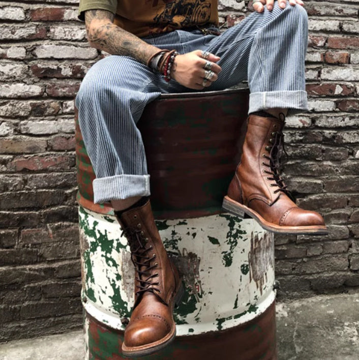 American Retro Leather Desert Boots Viscose Martin Boots