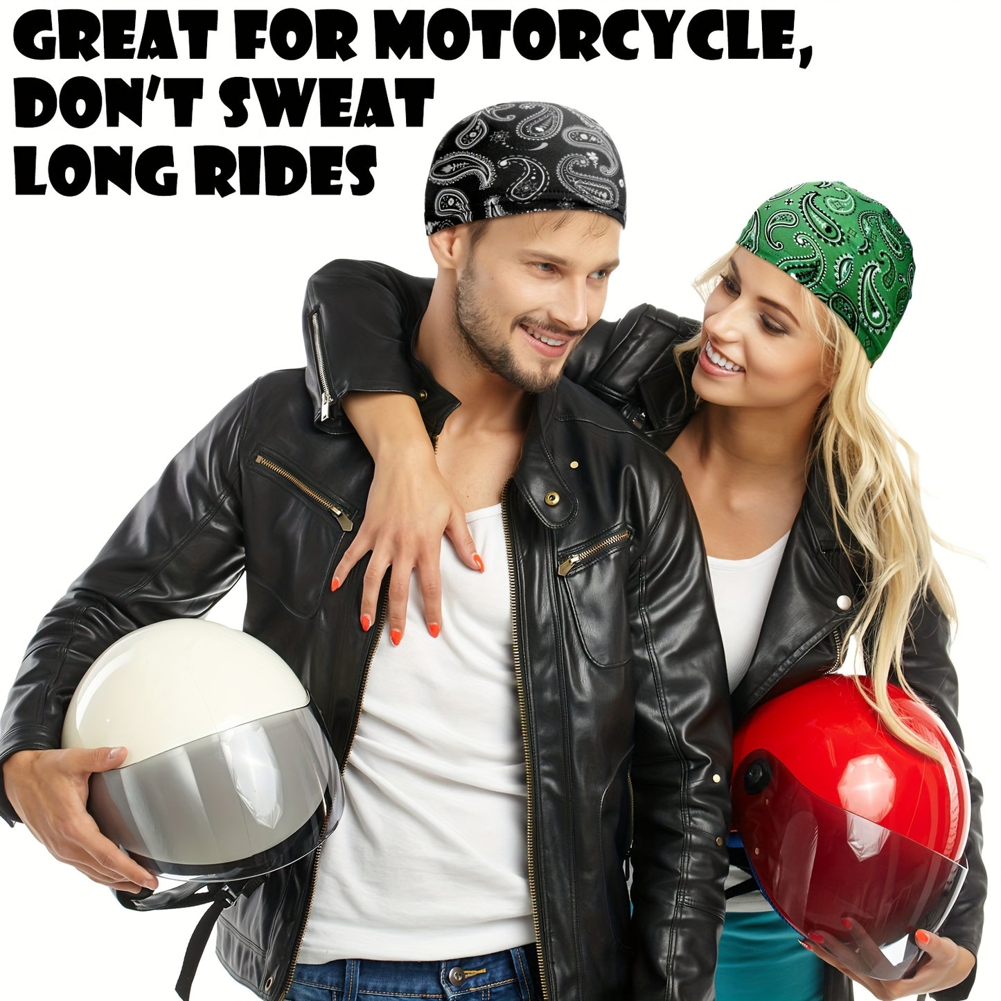 [Cooling Skull Caps] 6pcs Sweat-Wicking Men's Cooling Skull Caps - Paisley Pattern, Breathable Beanie Helmet Liners for Cycling & Running, Multicolor