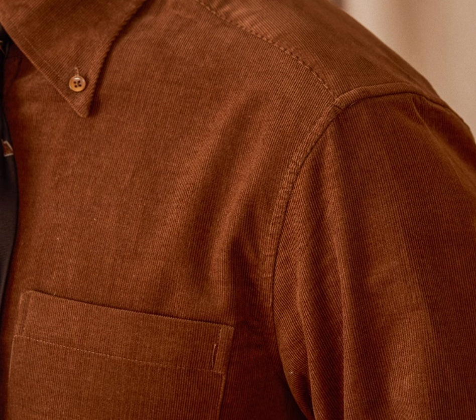 Cotton Corduroy Long-sleeved Shirt American Japanese Style