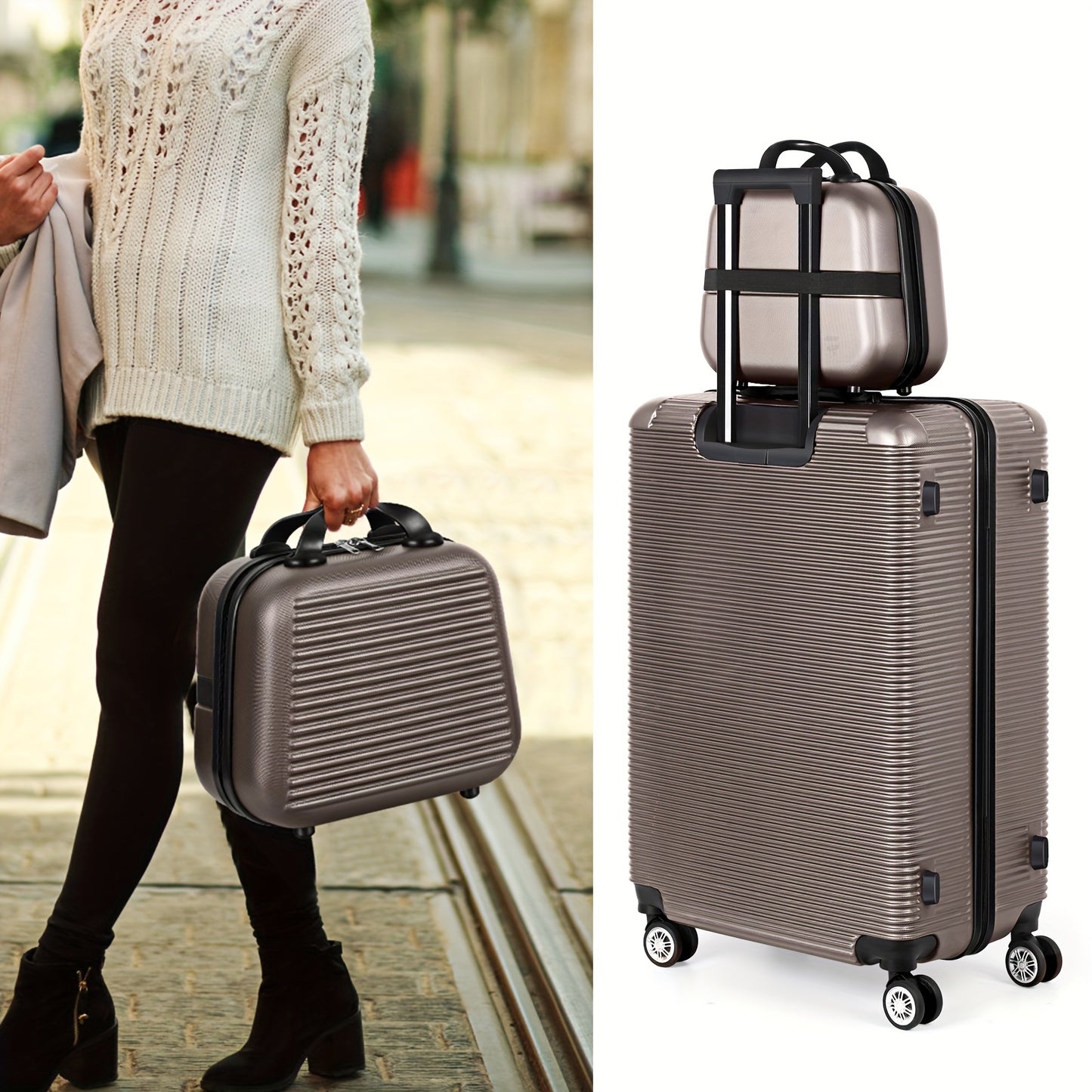 Luggage 5 Piece Sets, Lightweight Rolling Hardside Travel Luggage with TSA Lock, Luggage Set Clearance, Suitcase with Spinner Wheels, Purple