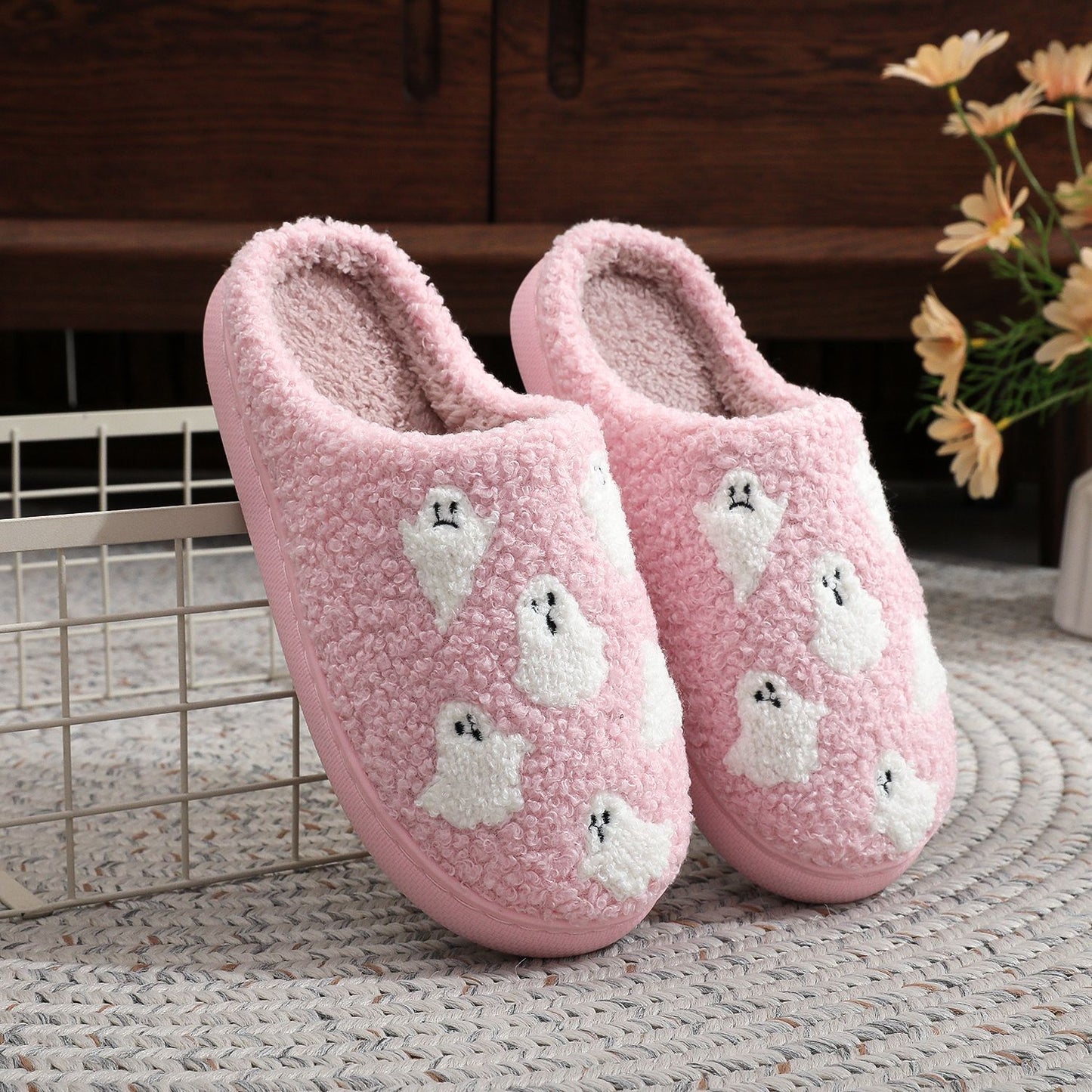 Halloween Ghost Cartoon Thermal Cotton Slippers Men And Women