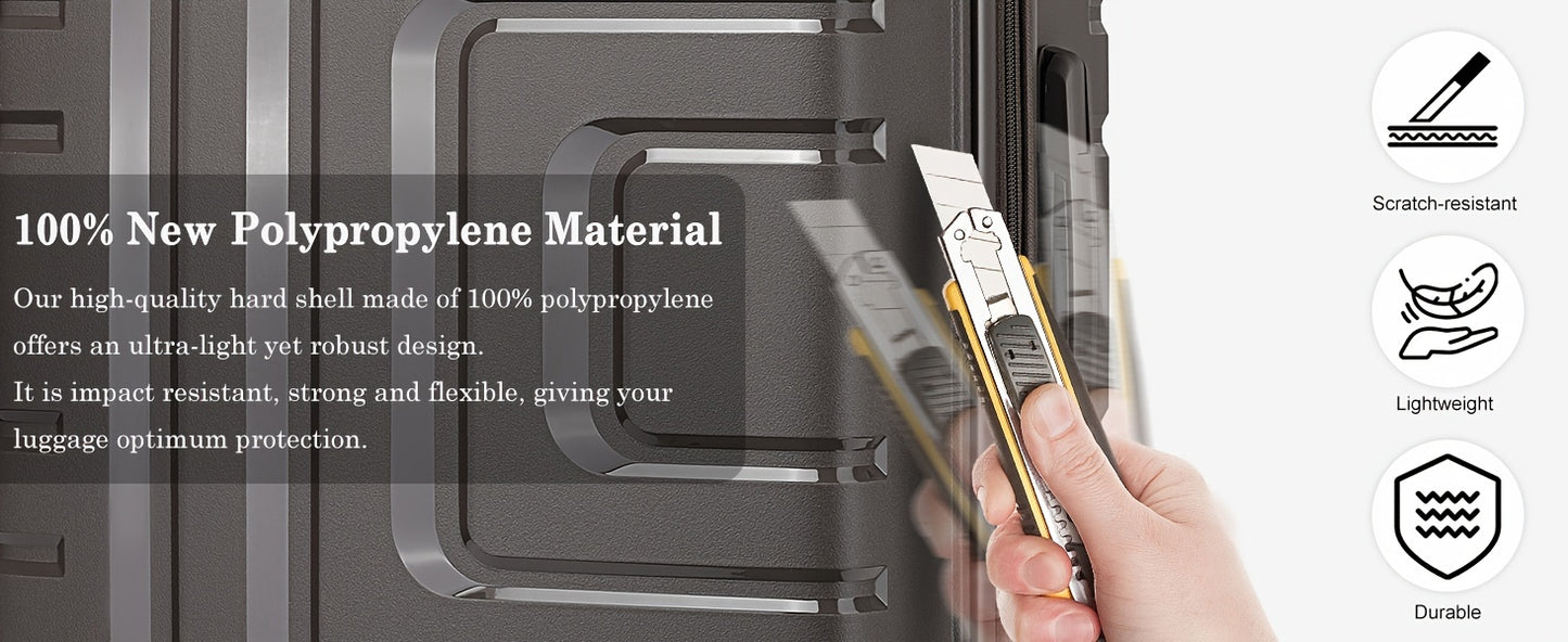 Somago Expandable Luggage Sets (20/24/28) 3 Pieces Travel Suitcases Hardside Polypropylene Material Lightweight Suitcase Set With Spinner Wheels YKK Zippers TSA Lock With 6 Pcs Packing Cube